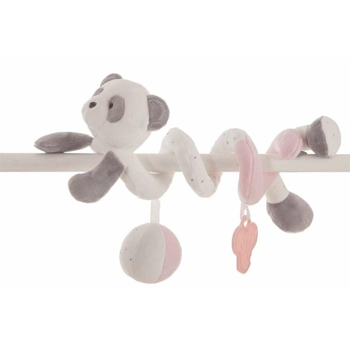 Spirala z dodatki 25 cm Medved panda Roza